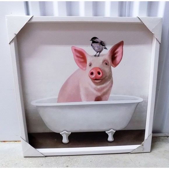 NEW Cow Pig Bird In Bath Tub By E. Robinette Tyndall Painting Print Country Farm - Picture 6 of 7